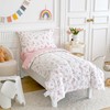 Joyreap 4 Piece Cotton Toddler Bedding Set for Girls, Flowers