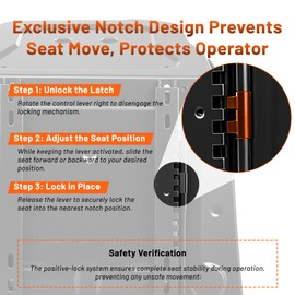 Universal Heavy-Duty Tractor Seat – Compatible with Forklifts, Tractors, Mowers, Skid Steer Loaders, Telehandlers, Backhoes & Excavators – Adjustable Sliding PVC Seat, High-Density Foam & Steel Base