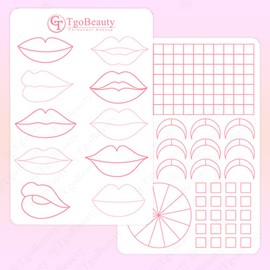 TgoBeauty Realistic Silicone Lip Training Pad with 10 Different Lip Shapes Lip Embroidery Practice Skin for Permanent Makeup (1pc White Pad with Pink Outline)