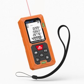 Elitech Laser Measuring Tool, 165ft Laser Tape Measure with Bubble Level | ±1/16 in Accuracy, 99 Data Memory, 6 Measurement Modes, Backlit LCD, IP54