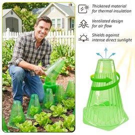 UCandy 30 Pack Garden Cloches for Plants with 60 Stakes, 9.05" L x 7.8" Reusable Plant Bell Cover, Protection from Freezing Weather, Birds, and Snails for Garden