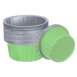 sourcing map Grass Green Cupcake Cups, 25pcs Aluminum Foil 5oz Standard Cupcake Liners Dessert Disposable Cupcake Baking Cups for Birthday Party Supplies Weddings Decorations