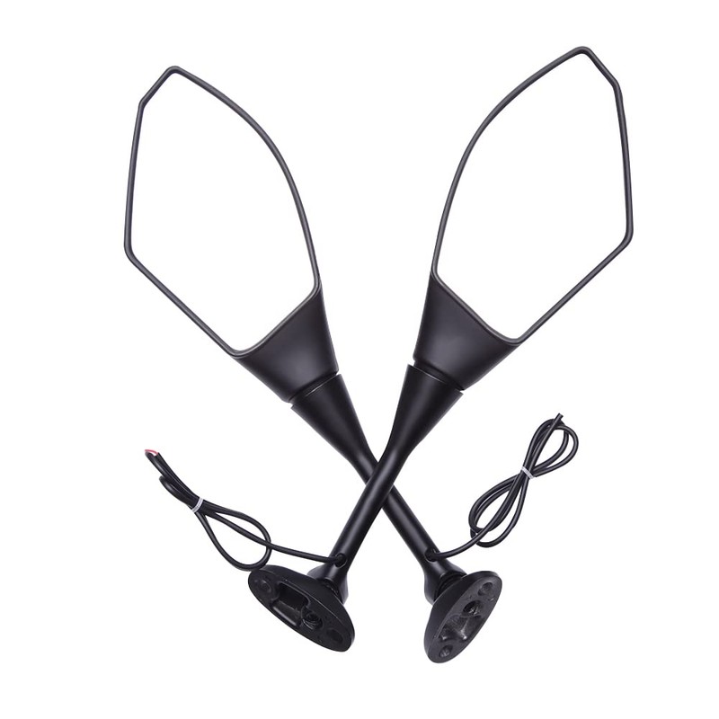 DREAMIZER Motorcycle Handlebar Mirrors with Turn Signals Indicator Light Rear