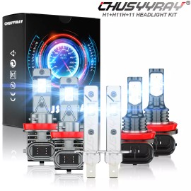 CHUSYYRAY For 2011-2013 Kia Optima Led Headlight Hi/Lo+Fog light Combo Bulbs Kit White 6pc