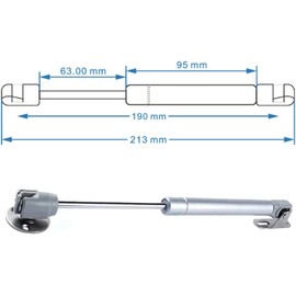 30N/7 lb Gas Strut Cabinet Hinge Safety Lift Support, Gas Shock and Soft Opening and Cushioning Telescopic Cabinet Door Rubber Head Gas Spring Support 8" Length, 4 Set, Siver