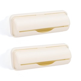 2 PCS Wall Mount Trash Bag Dispenser Roll Holder, Kitchen Garbage Bag Storage Box Roll Holder, Plastic Bag Holder Organizer Under Sink (Beige)