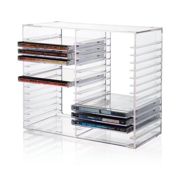 STORi Stackable Clear Plastic CD Organizer with Rubber Feet |