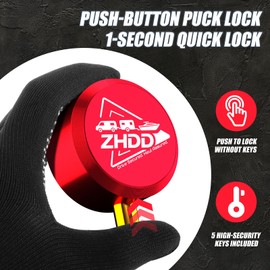 ZHDD Trailer Hitch Lock for 2-5/16 Inch Coupler with Safety Chain Lock, Heavy Duty Anti-Theft Trailer Tongue Coupler Lock for RV, Boat, Dump & Cargo Trailers (Red)