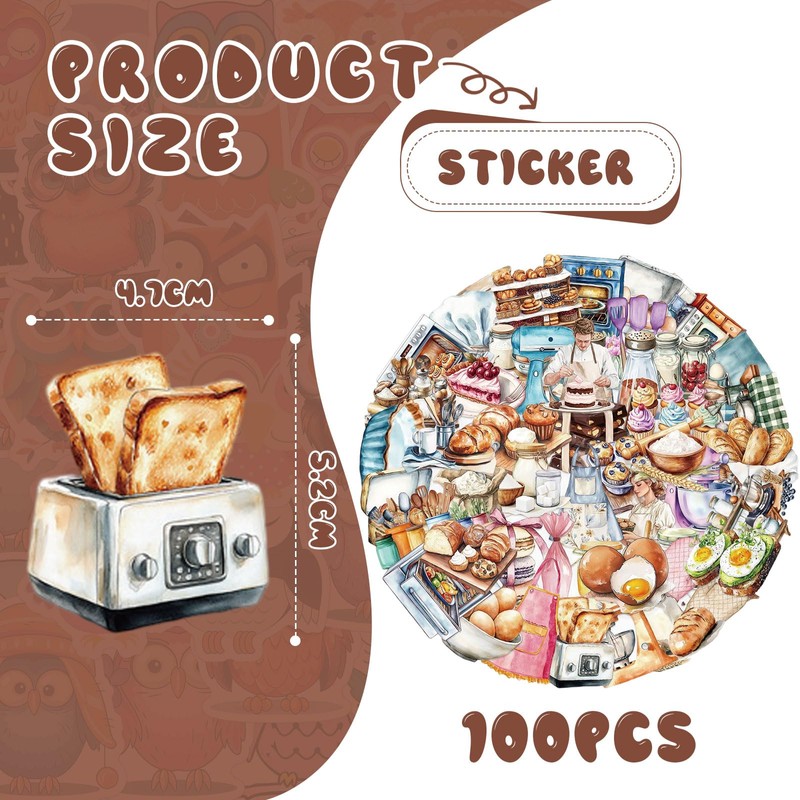 Bubaxuce Funny Baking Stickers 100 Pieces Realistic Transparent Bakery PET