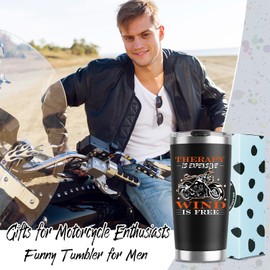 catyoimiya Motorcycle Gifts for Men - Therapy Is Expensive Wind Is Free, Fathers Day Christmas, Birthday Gifts 20 Oz Motorcycle Riders Tumbler Cup
