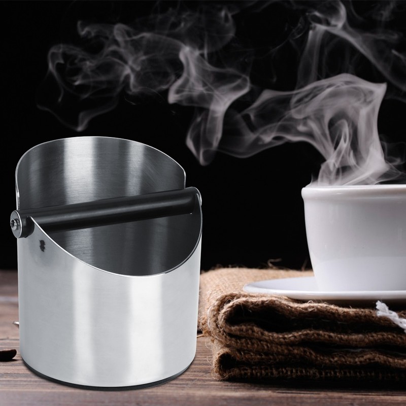Thicken Round Stainless Steel Coffee Grounds Container Box Bucket Durable