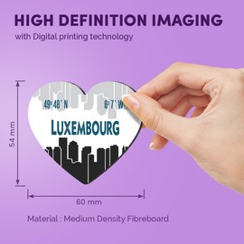 1x Heart MDF Magnet 6cm - Luxembourg Map Travel Cityscape World - Fridge Locker Office Whiteboard Toolbox #59108