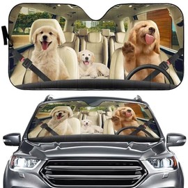 Dog Driving Car Windshield Sun Shade Front Window Folding Auto Sunshade Anti-Sunlight,Funny Animal 57x27.5 Inches UV Rays Sun Visor Shade for Car Truck SUV, ZSuns24041102