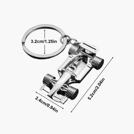 EUPSIIU 4Pcs Silver Racing Car Keyring, Car Keyring Accessories for Key or Display, Sport Keyring Key Chain, Key Ring Accessory Formula 1 Gifts, for Boy, Men,Women, Fans of Racing (Silver)