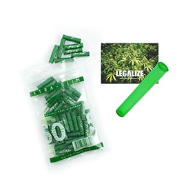 PURIZE Pack of 50 Xtra Slim Size Activated Carbon Filter 6 mm 2 Ceramic Caps, Choice of Colours + Joint Tube (Green)