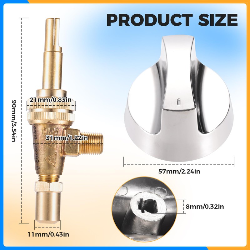 Propane Natural Brass Gas Control Valve 0.047" Orfice with Chromed
