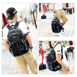 goldwheat School Backpack for Boys Cool Camouflage Bookbags with Lunch Box Pencil Case 3pcs for Middle School