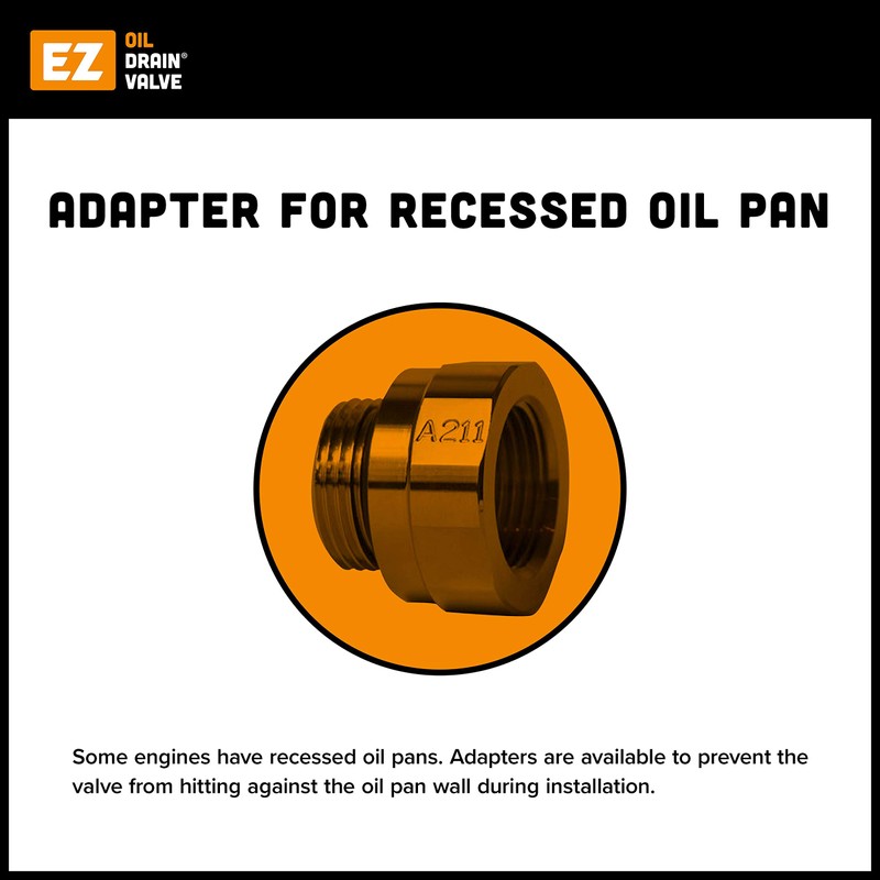 EZ (A-211) Silver 27mm-2.0 Thread Size Oil Drain Valve Adapter