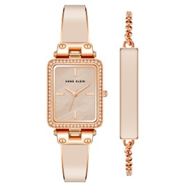 Anne Klein Women's Premium Crystal Accented Bangle Watch and Bracelet Set, AK/3898