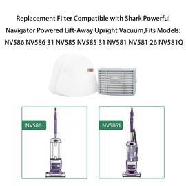 Ymimi Replacement Filters for Shark NV586 31 NV586 NV585 NV585 31 NV581 NV581 26 NV581Q Powerful Navigator Powered Lift-Away Upright Vacuum (4 Foam filters,2 HEPA filters)