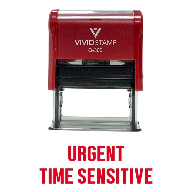 Urgent TIME Sensitive Self Inking Rubber Stamp (Red Ink) -