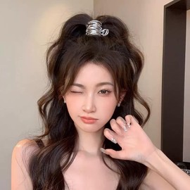 Briskyjp Hair Clip, 3.1 inches (8 cm), Firmly Rolled Metal Clip, Hair Accessory, Simple, High Ponytail Grip, Women's, Banana Clip, For Adults, Korean Style, Cute, Hair Ornament, Lightweight, Silver