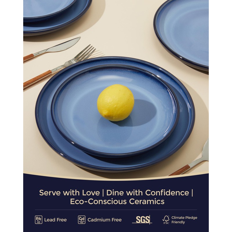 Pokini Stoneware Dinnerware Sets, Ceramic Plates and Bowls Set, Microwave