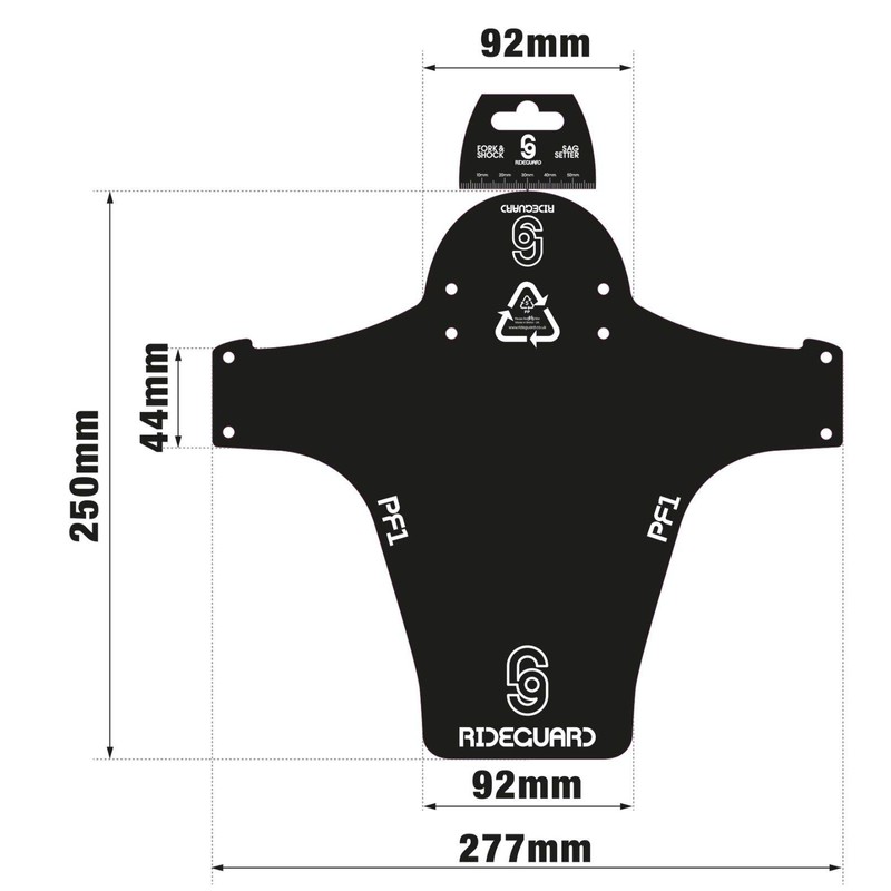 RideGuard PF1 Classic Black. Front MTB Mudguard Mountain Bike Fender.