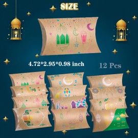 L7HWDP Ramadan Treat Box Eid Mubarak Party Petite Pillow Boxes Ramadan Candies Goodies Boxes for Eid Carnival Party,12 Styles