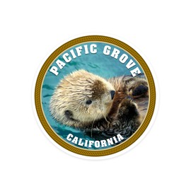 Die Cut Sticker Pacific Grove, California, Sea Otter, Contour Vinyl Sticker 1 to 3 inches (Waterproof Decal for Cars, Water Bottles, Laptops, Coolers), Small