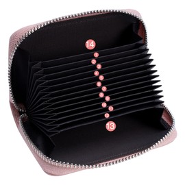 Meowoo RFID Wallets Credit Card Holder Blocker Protective Case Card, 14 Compartments Card Case, Organ Style, Portable, Anti-Theft Brush, Type 1-pink, Casual