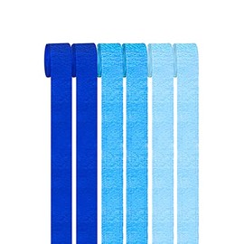 Light Blue and Navy Blue and Sky Blue Party Streamers Crepe Paper Streamers Decorations 4.5CM(1.77in) Wide 25M(82ft) Long 6 Rolls