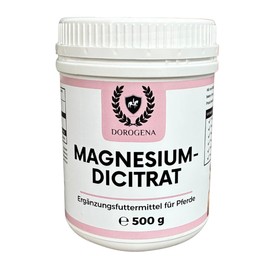 DOROGENA Magnesiumdicitrat für Pferde - Magnesium Pferd - Hochbioverfügbares Magnesium für Muskelentspannung & Nervenstärkung - Ideal für Sportpferde & Sensible Ponys - 500 g inklusive Dosierlöffel