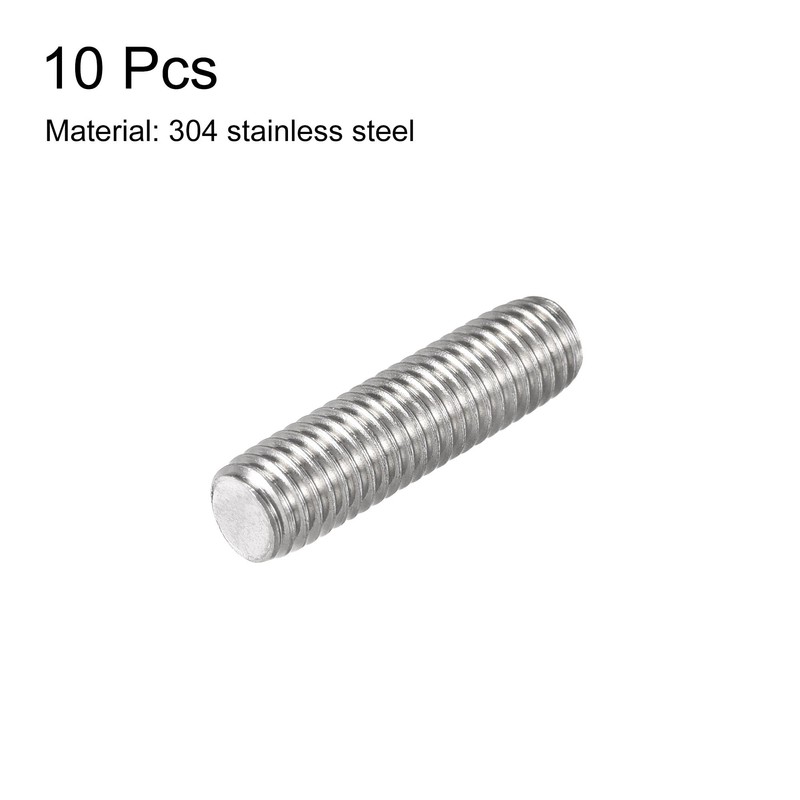 sourcing map 10Pcs M8 x 30mm Fully Threaded Rod 304