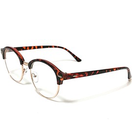 FashionBerry Date Glasses, Color Lens, Sunglasses, Clubmaster Shape, Clobutchi, Lightweight, Fatigue, Large, Small Face, Retro Trend, Unisex, 2. Demi x clear