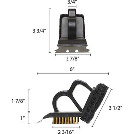 TrueCraftware- 7" X 3 1/2" X 4 Heavy-Duty Bristle with Scrubbing Pad and Blade Polypropylene Body Steel Bristle Metal Blade and Pad- Grill Cleaning Brush BBQ Grill Accessories Safe Grill Cleaner
