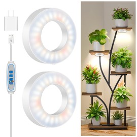 Kullsinss Grow Lights for Indoor Plants, 5000K 96 LEDs Full Spectrum Small Plant Grow Light with 6/12/16H Timer, 3 Color Modes, 3.5" Under Cabinet Grow Lamp for Small Plants, Succulents (2-Head)