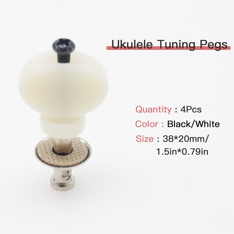 CashBeat 4Pcs White Ukulele Tuning Pegs, Metal Pin Machine Heads