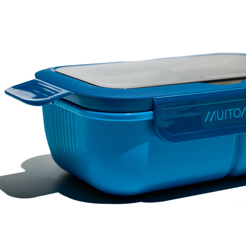 Muitomas, Lunchbox 1100 ml, Lunchbox mit Besteck und drei Innenfächern,