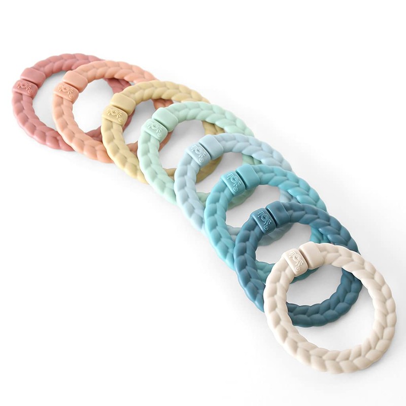 Itzy Ritzy Linking Ring Set; Set of 8 Braided, Rainbow-Colored