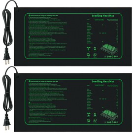 LOCONHA Seedling Heat Mat for Seed Starting,10" x 20.75" Waterproof Heating Pad for Indoor Plants Germination (Black 2 Pack)