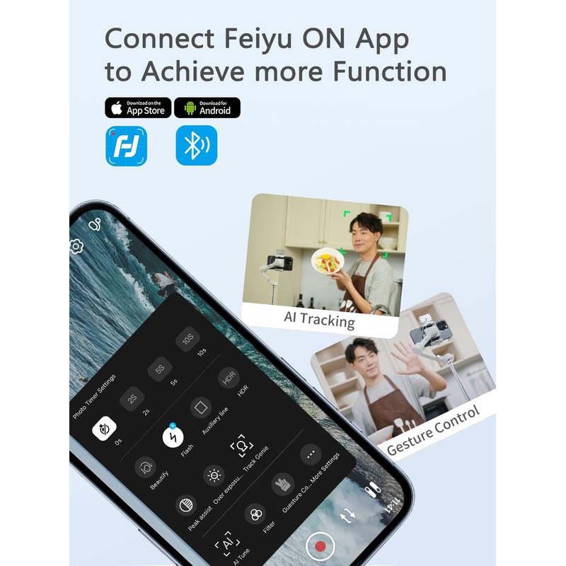 FeiyuTech VB 4 Kit - Smartphone Gimbal with 8.4''Extendable Rod,Bag,