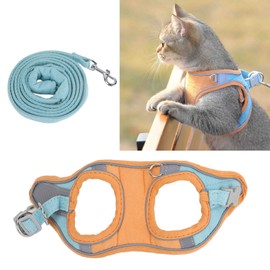 Rengu Cat Harnesses and Leashes Escape Proof Reflective Safe Cat Leash Set for Jogging Pet Training (XL)
