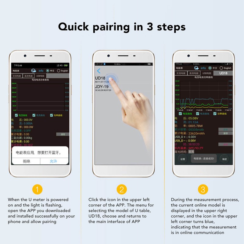 USB Digital Display Voltmeter Wireless Bluetooth Remote Control Charging Detector