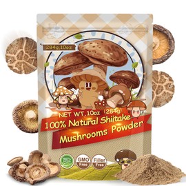 10oz Shiitake Mushroom Powder, Umami Flavor for Soups, Sauces, Seasonings & Recipes – Freeze-Dried and Ground, Vegan, Gluten-Free, Cooking Ingredient
