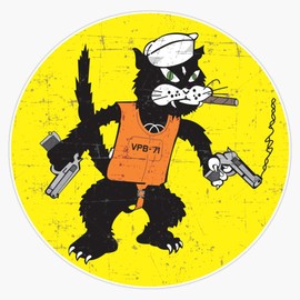 Leyland Designs Vpb-71 Black Cat Squadron - Grunge Style Sticker Outdoor Rated Vinyl Sticker Decal for Windows, Bumpers, Laptops or Crafts 5"