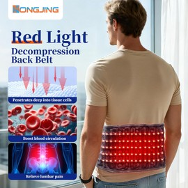 HONGJING Cinturón De Descompresión Con Luz Roja Y Bomba Eléctrica Para El Dolor Lumbar, Soporte Lumbar Inflable Con Calefacción Inalámbrica, Talla Única Para Cinturas De 29 A 49 ".