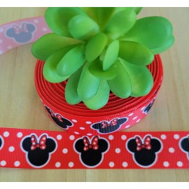 Unbranded 7/8 inch (1 YD) Minnie Mouse Grosgrain Ribbon Polka Dot Red Hair Bow Crafts