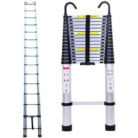Telescoping Extension Ladder 6.2M/20.35ft Aluminium Extension Telescopic Ladder Multi-Purpose Foldable Ladders and Roof Hook Portable Space-Saving Max Load 150kg/330lb