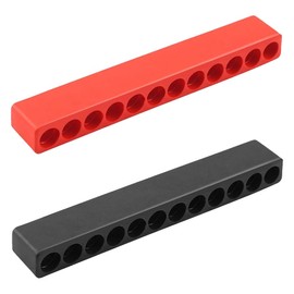Tomedeks 2 Pieces Bit Storage Bit Box Empty Plastic Screwdriver Head Storage 12 Holes with Hex Shank Screwdriver Bit Holder - Black + Red One Each